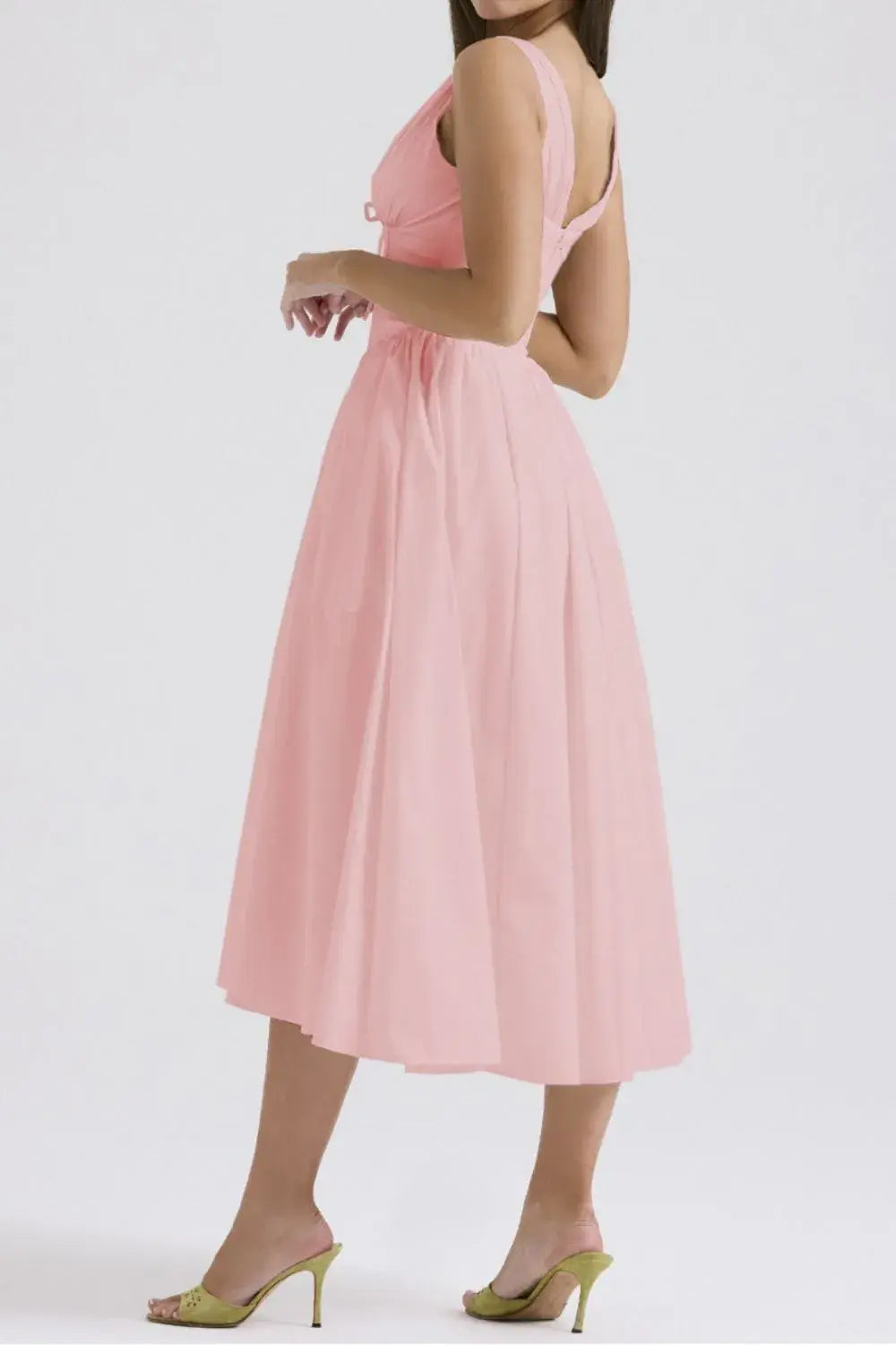 Ruched V-Neck Sleeveless Dress with Pockets - Trendsi - Flyclothing LLC