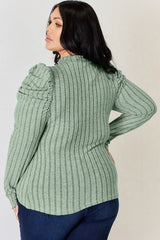 Basic Bae Full Size Ribbed Mock Neck Puff Sleeve T-Shirt - ShopBasicbae - Flyclothing LLC
