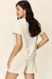 Double Take Full Size Texture Short Sleeve T-Shirt and Drawstring Shorts Set - Trendsi - Flyclothing LLC