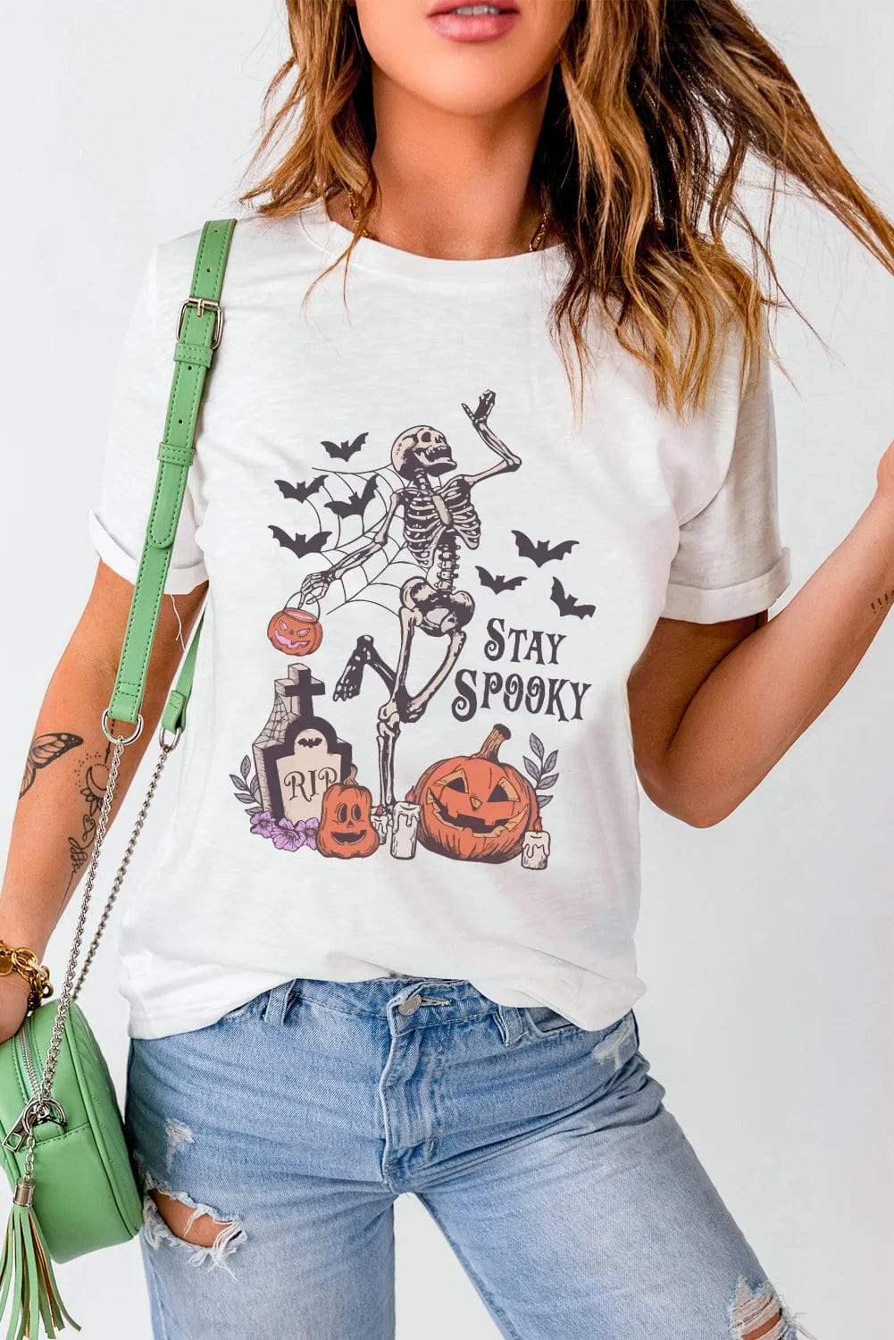 Graphic Round Neck Short Sleeve T-Shirt - Trendsi - Flyclothing LLC