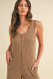MABLE Sleeveless Knit Crop Jumpsuit with Pockets - Trendsi - Flyclothing LLC