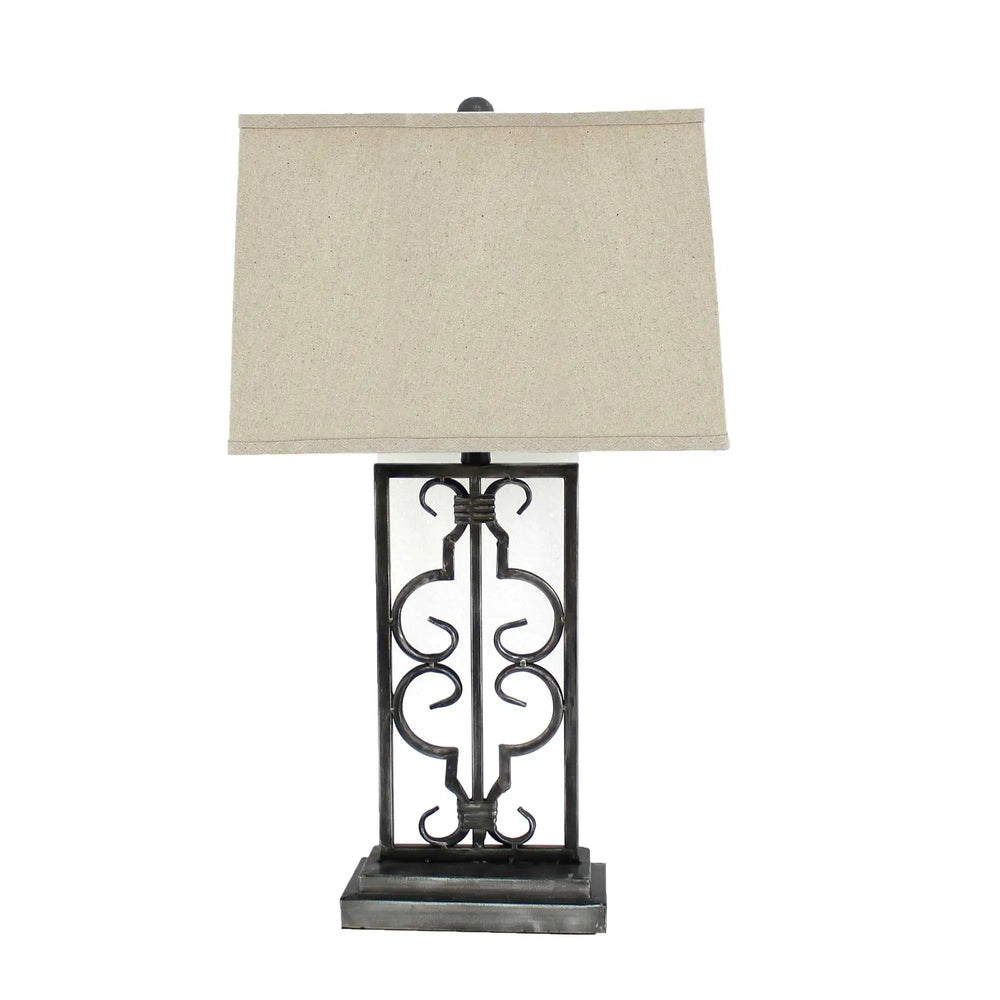 5.5 X 9.25 X 28.75 Gray Industrial With Stacked Metal Pedestal - Table Lamp - Homeroots - Flyclothing LLC
