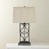 5.5 X 9.25 X 28.75 Gray Industrial With Stacked Metal Pedestal - Table Lamp - Homeroots - Flyclothing LLC
