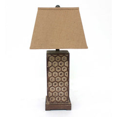 29" Brown Solid Wood Bedside Table Lamp With Brown Shade - Homeroots