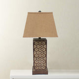 29" Brown Solid Wood Bedside Table Lamp With Brown Shade - Homeroots