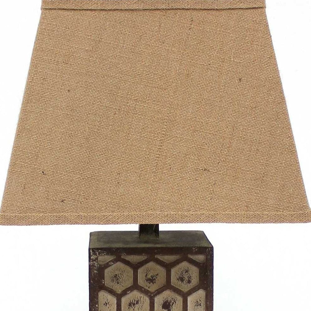 29" Brown Solid Wood Bedside Table Lamp With Brown Shade - Homeroots