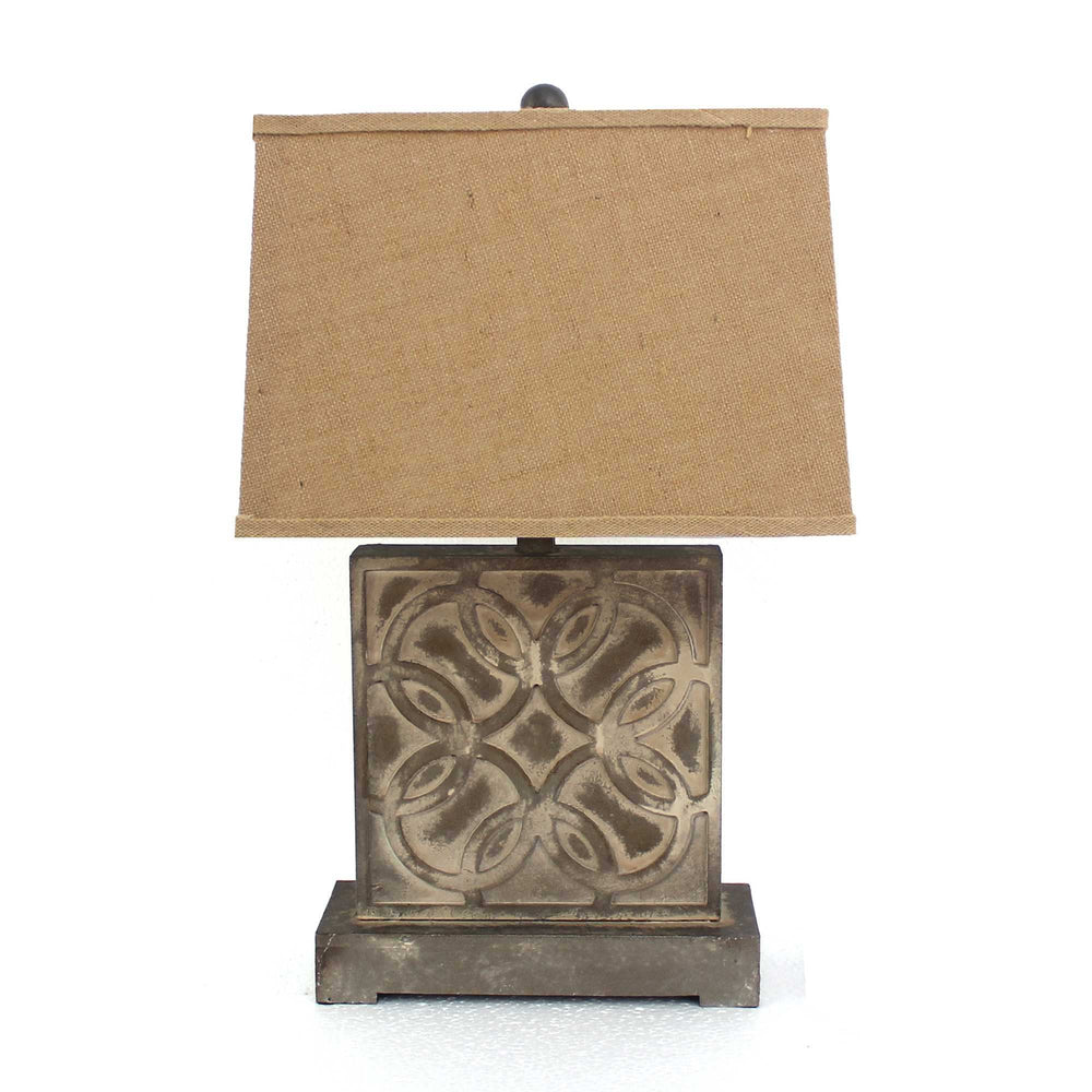 4.75 X 11.75 X 24.75 Brown Vintage With Khaki Linen Shade - Table Lamp - Homeroots - Flyclothing LLC