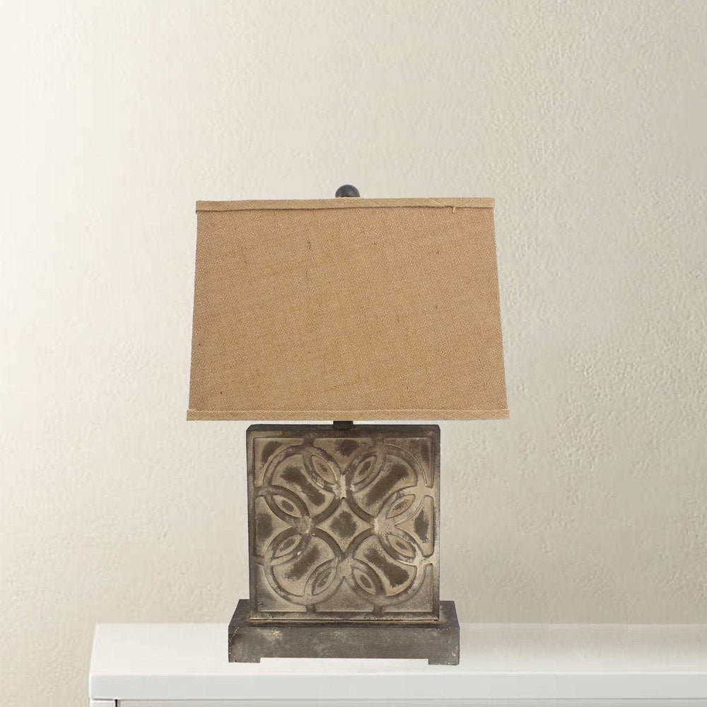 4.75 X 11.75 X 24.75 Brown Vintage With Khaki Linen Shade - Table Lamp - Homeroots - Flyclothing LLC