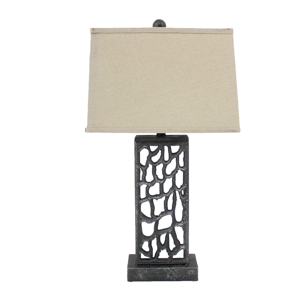 5 X 8 X 28.75 Silver Metal With Multi Mini Grotto Pattern - Table Lamp - Homeroots - Flyclothing LLC