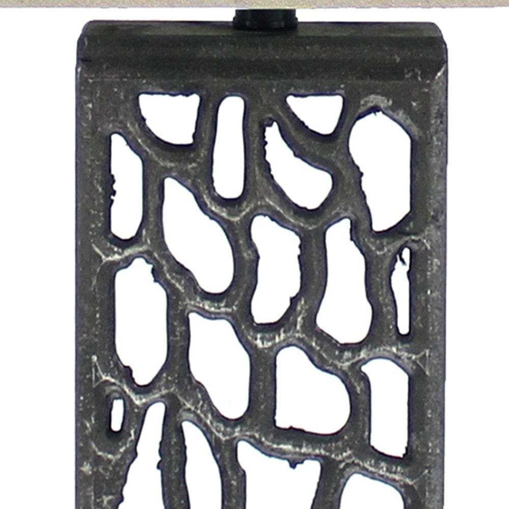 5 X 8 X 28.75 Silver Metal With Multi Mini Grotto Pattern - Table Lamp - Homeroots - Flyclothing LLC