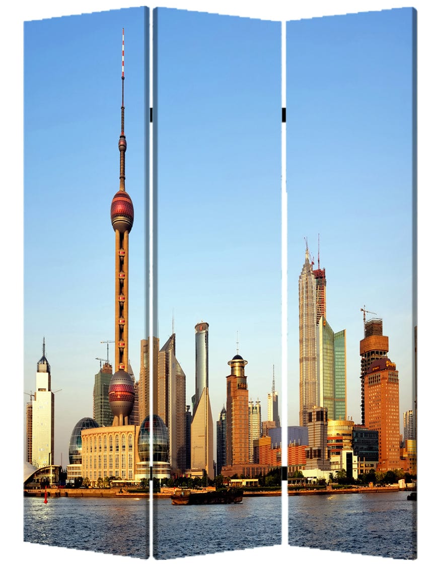 48" X 72" Multi Color Wood Canvas China  Screen - Homeroots