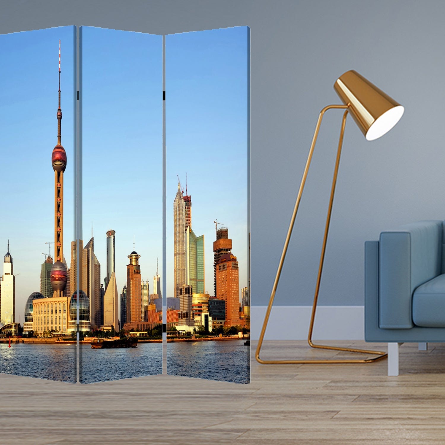 48" X 72" Multi Color Wood Canvas China Screen - Homeroots - Flyclothing LLC