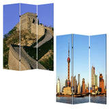 48" X 72" Multi Color Wood Canvas China  Screen - Homeroots