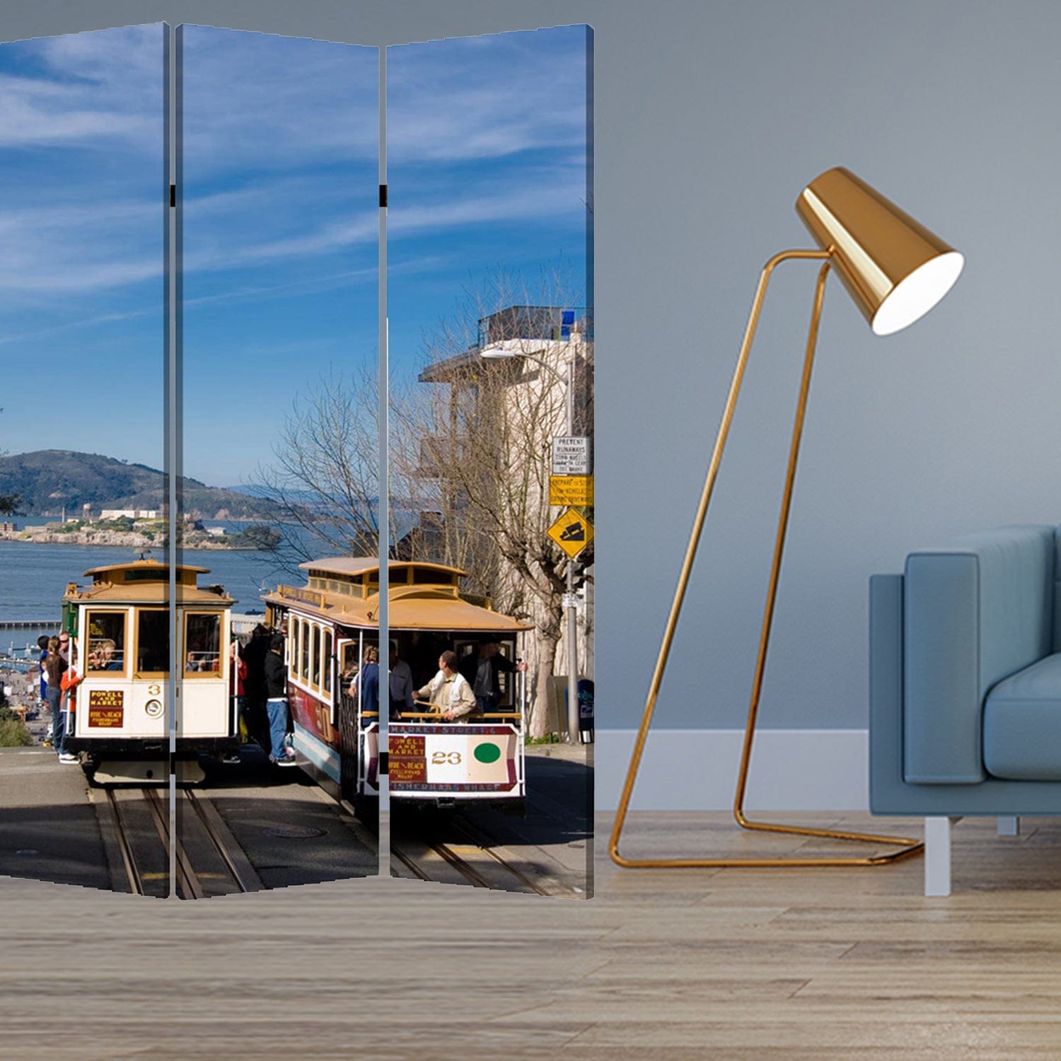 48" X 72" Multi Color Wood Canvas San Francisco Screen - Homeroots - Flyclothing LLC