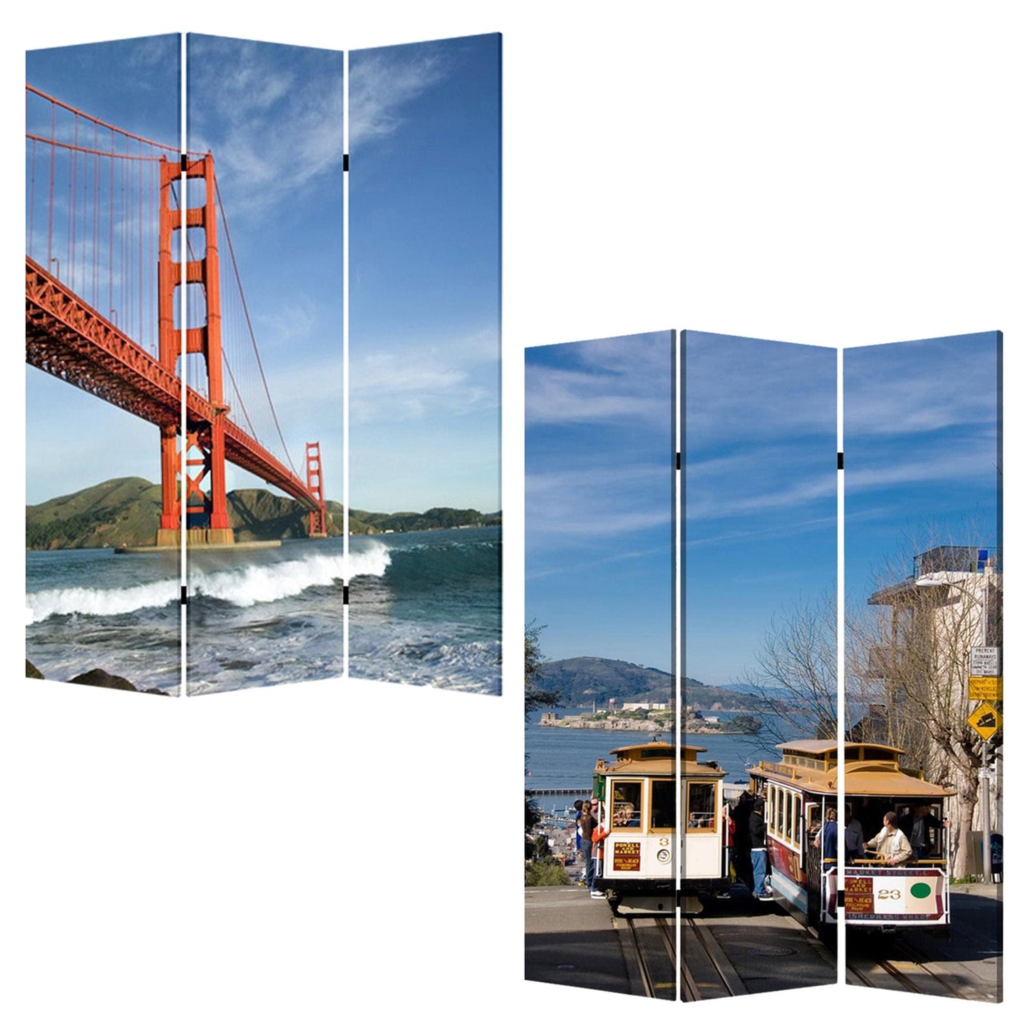 48" X 72" Multi Color Wood Canvas San Francisco Screen - Homeroots - Flyclothing LLC