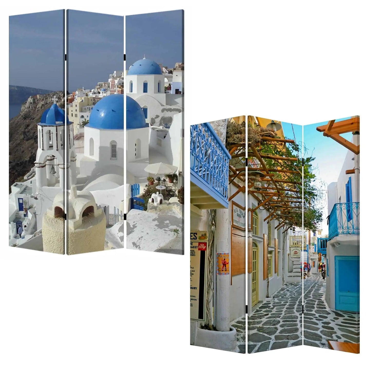 48" X 72" Multi Color Wood Canvas Greece Screen - Homeroots - Flyclothing LLC