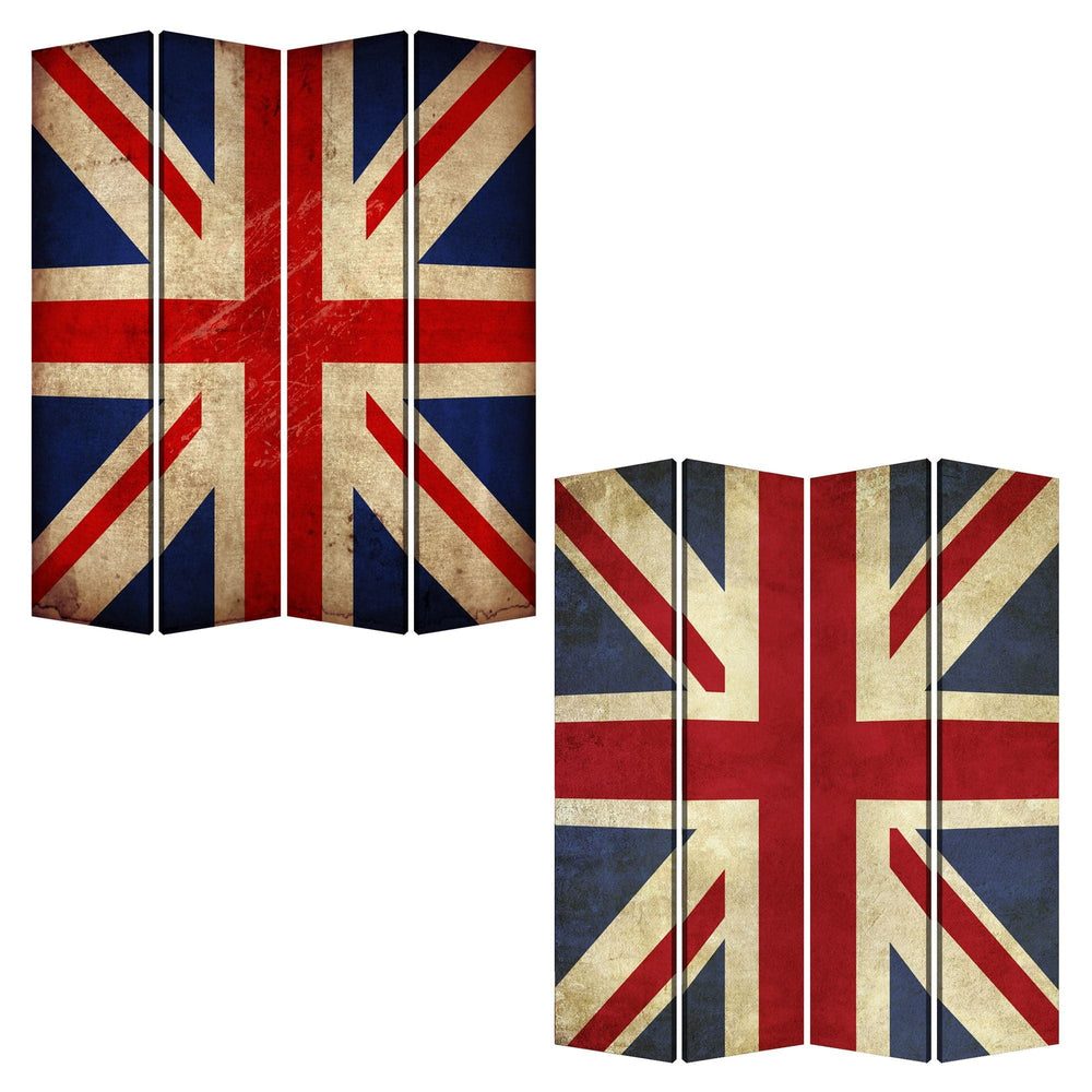 84 X 84 Multi Color Wood Canvas Union Jack Screen - Homeroots - Flyclothing LLC