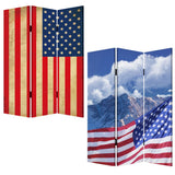 48 X 72 Multi Color Wood Canvas Model American Flag Screen - Homeroots - Flyclothing LLC