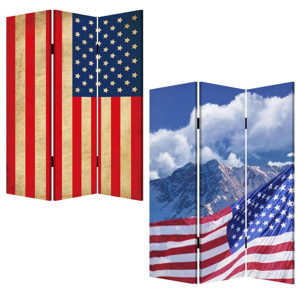 48 X 72 Multi Color Wood Canvas Model American Flag Screen - Homeroots - Flyclothing LLC
