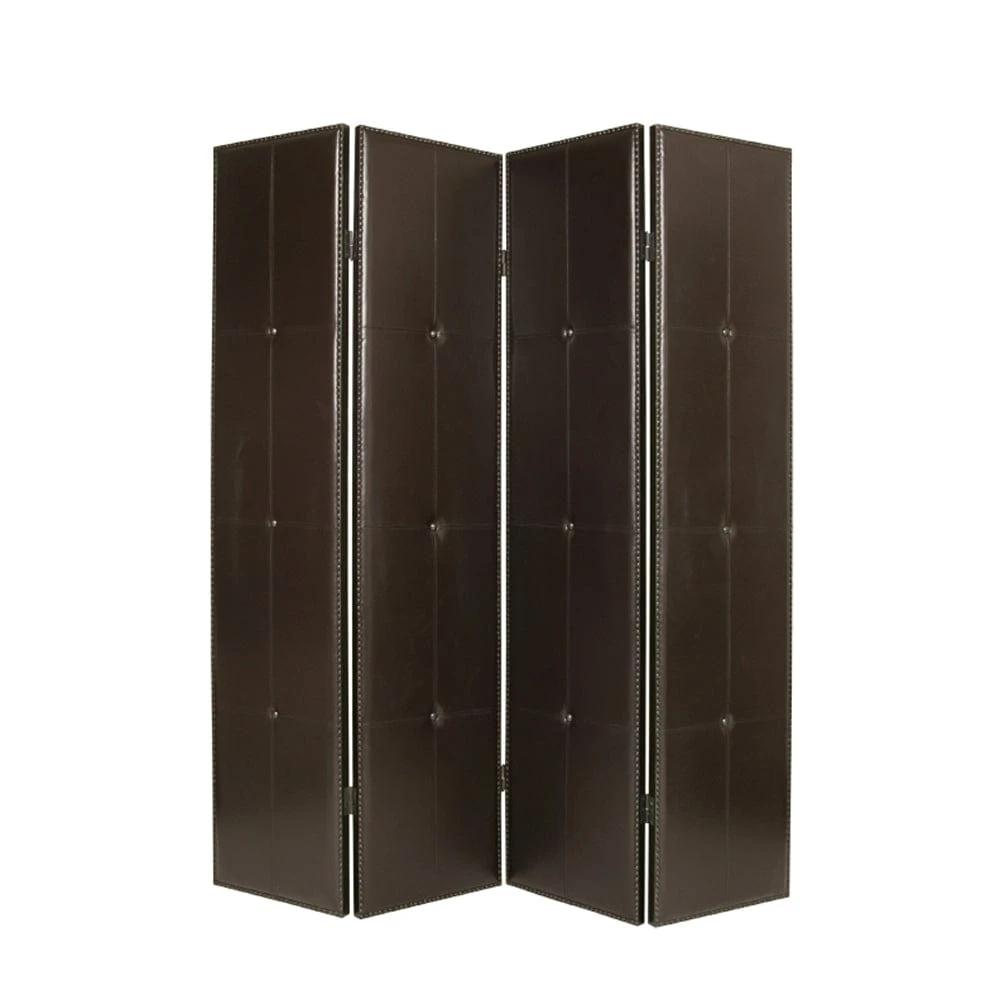 76" X 84" Brown Faux Leather Screen - Homeroots - Flyclothing LLC