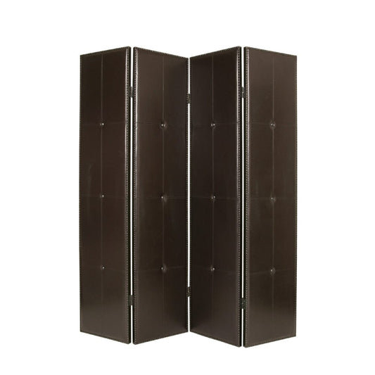 76" X 84" Brown Faux Leather  Screen - Homeroots
