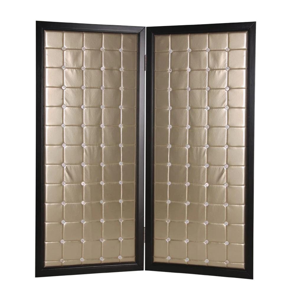 59" X 84" Gold Wood & Fabric Screen - Homeroots - Flyclothing LLC