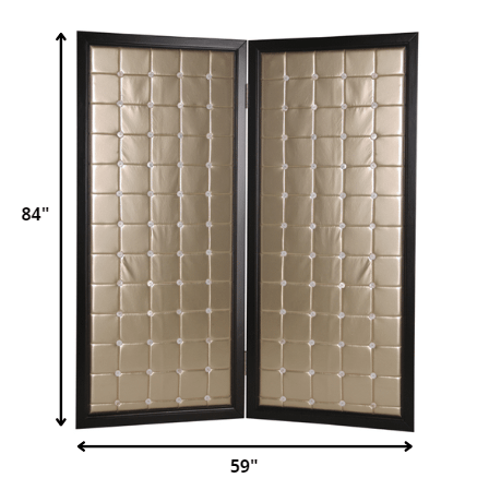 59" X 84" Gold Wood & Fabric Screen - Homeroots - Flyclothing LLC