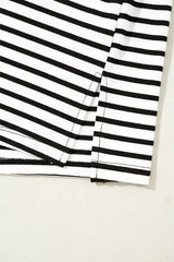Striped Round Neck Cap Sleeve Top - Trendsi - Flyclothing LLC