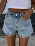 Rhinestone High Rise Denim Shorts - Trendsi
