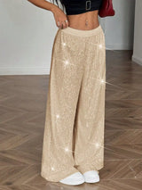 Sequin Wide-Leg Pants - Trendsi - Flyclothing LLC