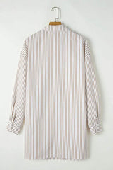 Striped Long Sleeve Mini Shirt Dress - Trendsi - Flyclothing LLC