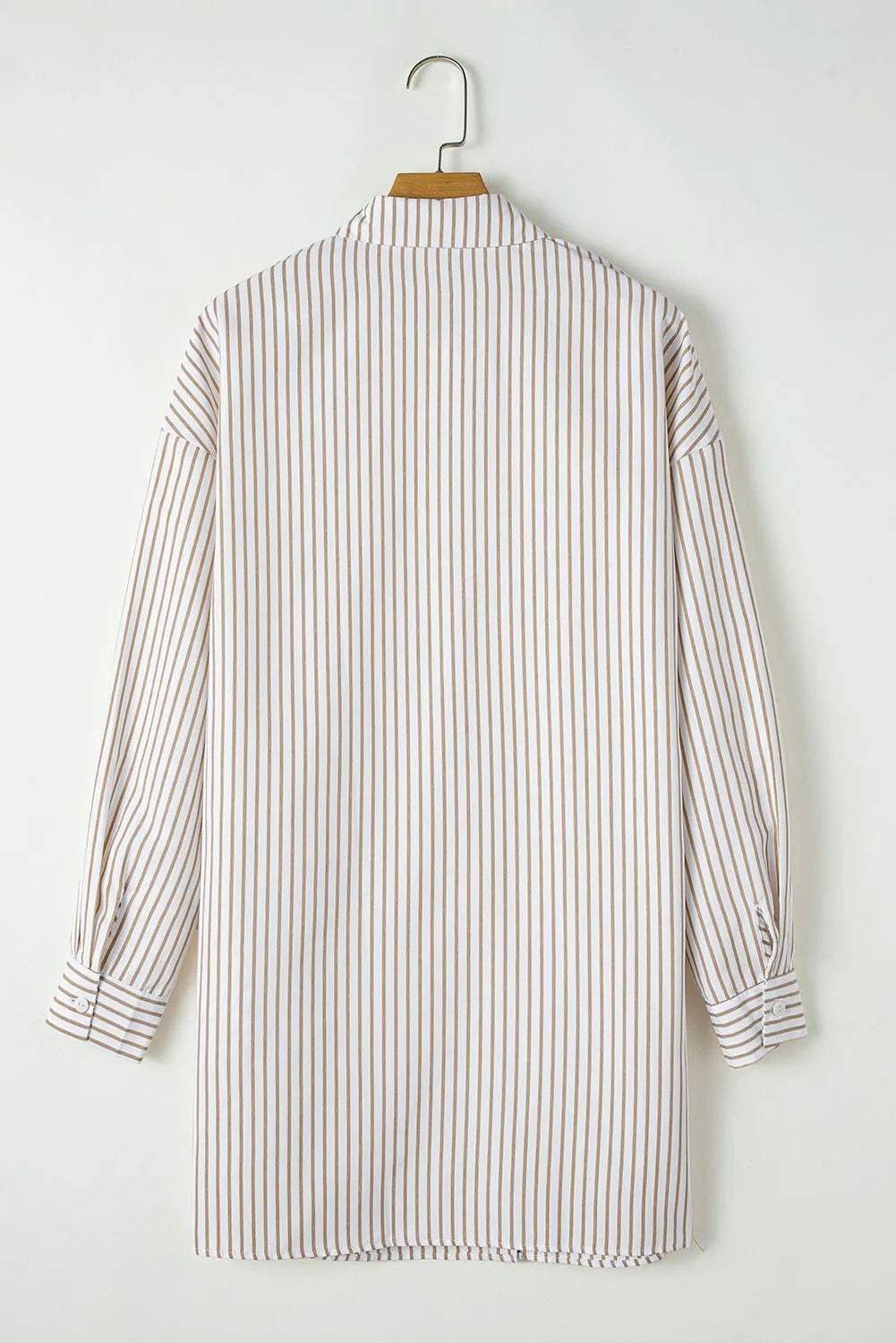 Striped Long Sleeve Mini Shirt Dress - Trendsi - Flyclothing LLC