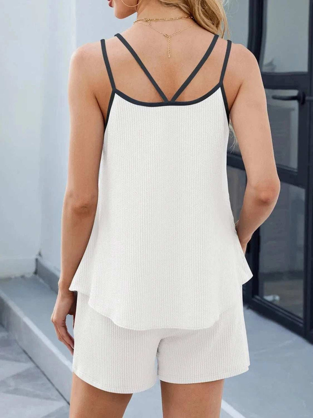 Casual Ribbed Tank Top and Shorts Set - Trendsi - Flyclothing LLC