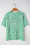 Layered Sequin V-Neck Half Sleeve Top - Trendsi - Flyclothing LLC
