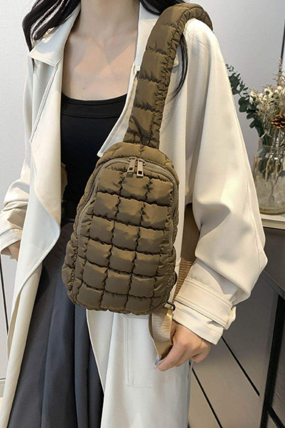 Quilted Nylon Crossbody Bag - Trendsi - Flyclothing LLC