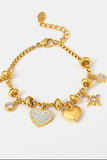 Titanium Steel Inland Zircon Heart Charm Bracelet - Trendsi