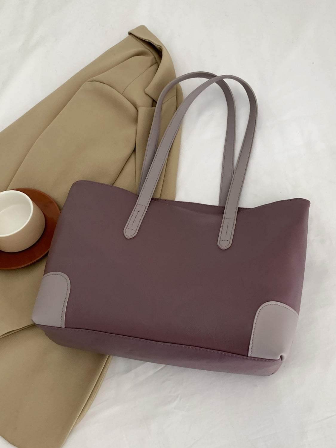 PU Leather Medium Tote Bag - Trendsi - Flyclothing LLC
