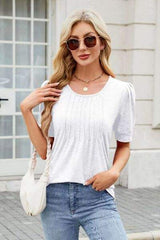 Round Neck Short Sleeve T-Shirt - Trendsi - Flyclothing LLC