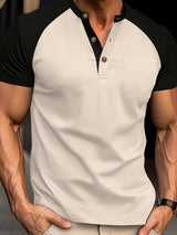Men's Full Size Waffle-Knit Round Neck Contrast Polo Plus Size - Trendsi - Flyclothing LLC