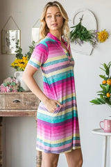 Heimish Full Size Striped Short Sleeve Mini Tee Dress Plus Size - Trendsi - Flyclothing LLC
