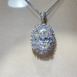 8 Carat Moissanite 925 Sterling Silver Pendant Necklace - Trendsi - Flyclothing LLC