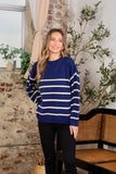Sew In Love Striped Round Neck Sweater - Trendsi