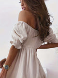 Full Size Ruffled Off-Shoulder Short Sleeve Dress - Trendsi - Flyclothing LLC