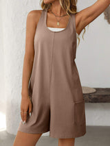 Mandy Pocketed Racerback Wide Strap Romper - Trendsi - Flyclothing LLC