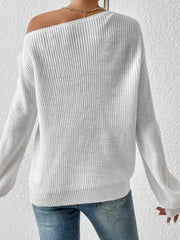 Honey Single Shoulder Long Sleeve Sweater - Trendsi