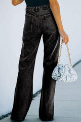 Side Slit Jeans with Pockets - Trendsi - Flyclothing LLC