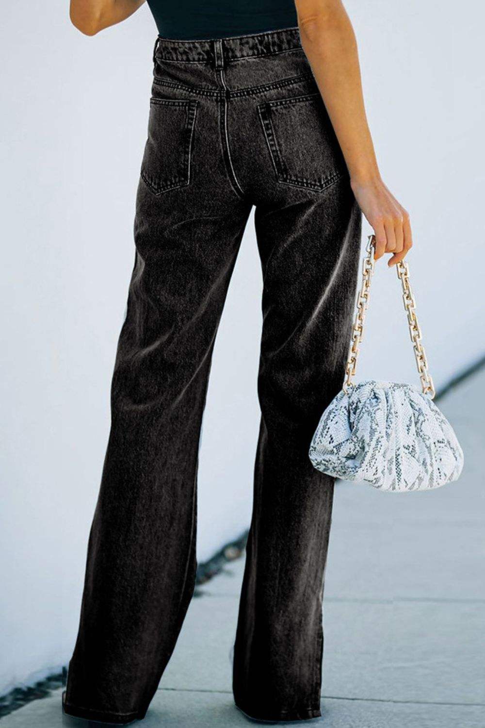 Side Slit Jeans with Pockets - Trendsi - Flyclothing LLC