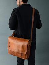 Wilson Tan Leather Crossbody Bag - Classy Leather Bags - Flyclothing LLC