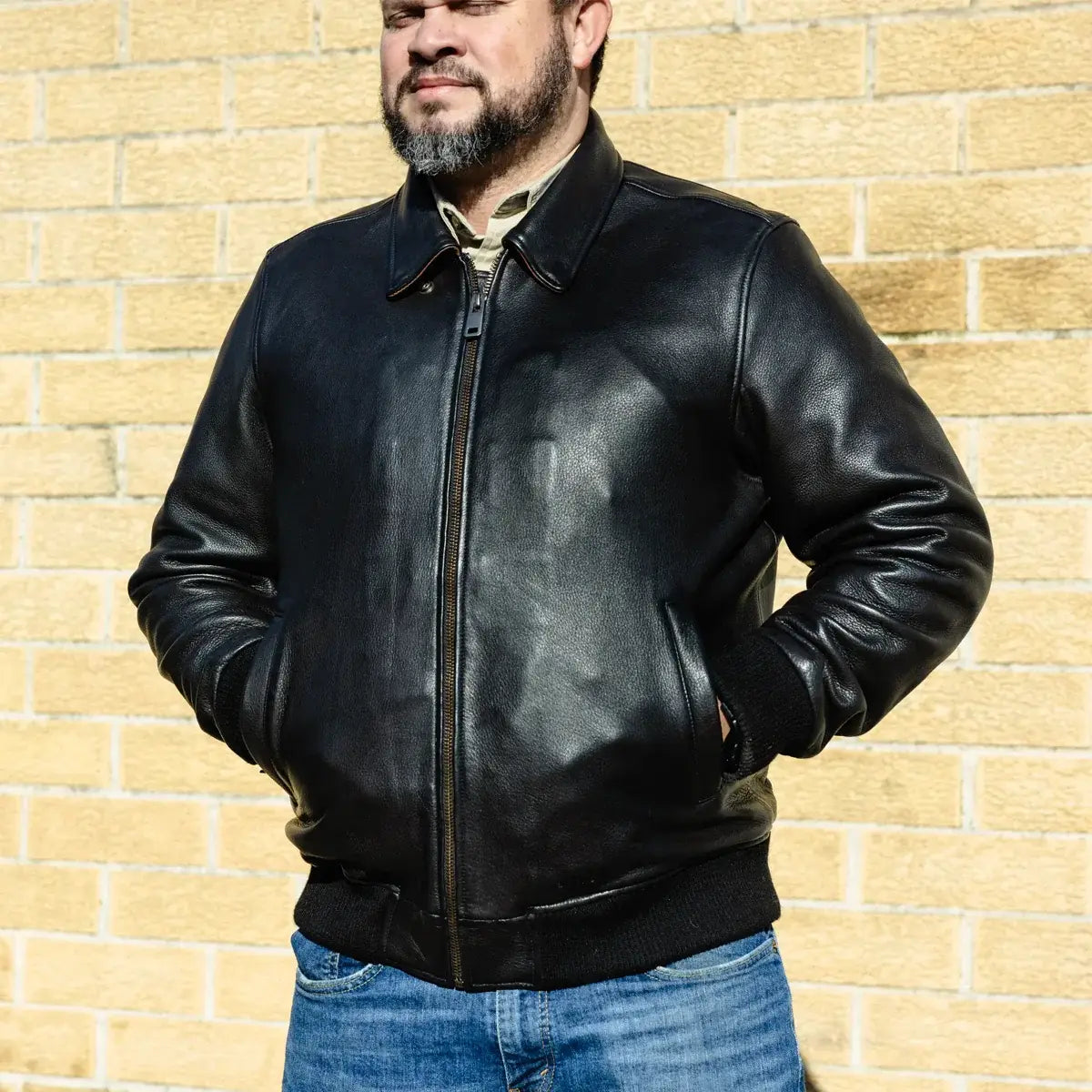 Moto Bomber - Men's Leather Jacket - First Manufacturing Company - Flyclothing LLC