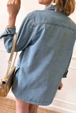 Pocketed Button Up Long Sleeve Denim Jacket - Trendsi - Flyclothing LLC